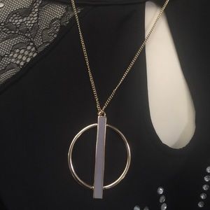 Grey & Gold Pendent Statement Necklace !